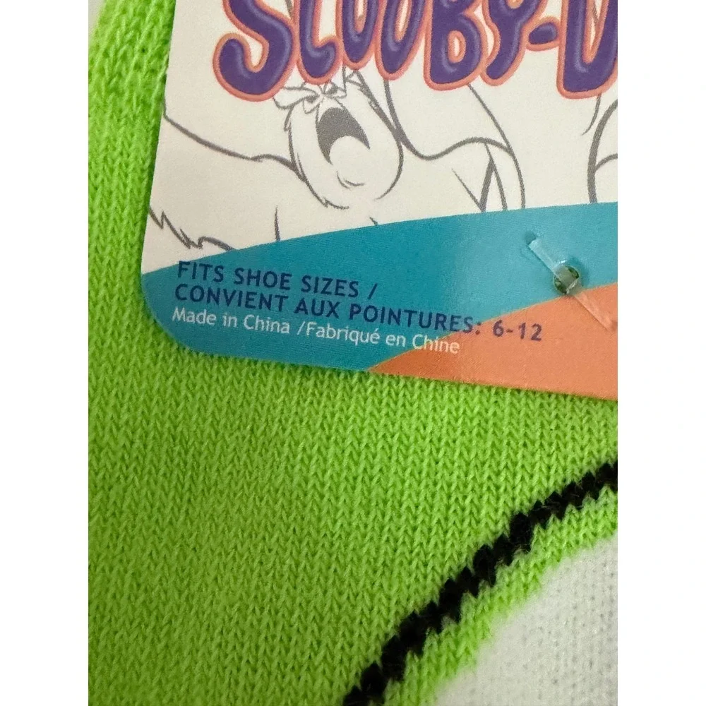 Scooby-Doo Halloween Ghost Boo Crew Socks Lime Green Mens 6-12 Warner Bros NWT